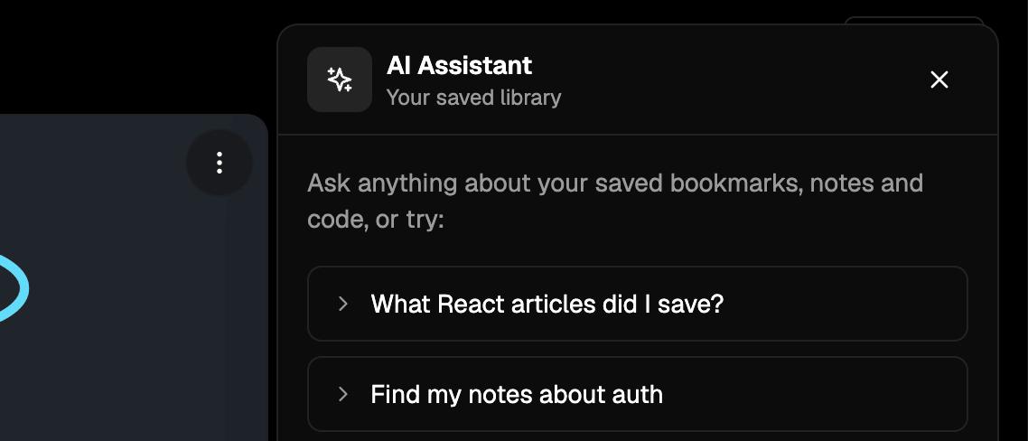 The DevStash AI assistant answering a question about the library